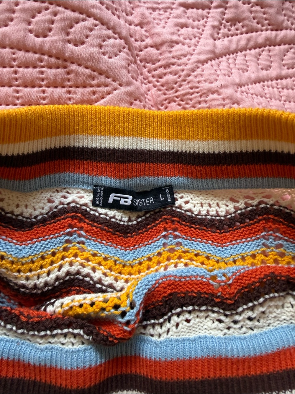 Striped crochet Women's mini skirt in Multicolor autumn Fall